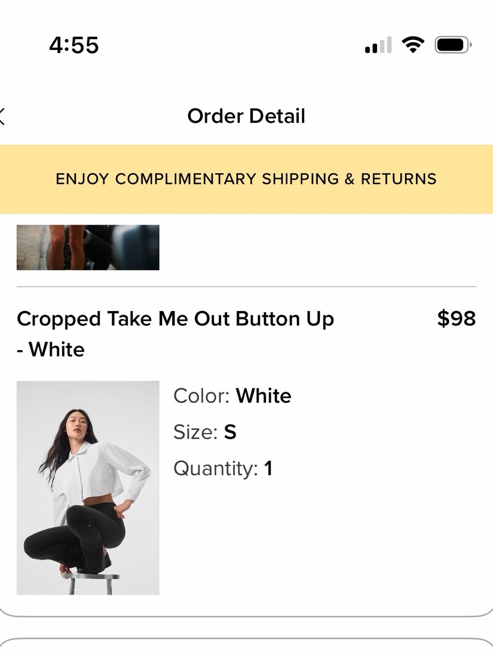ALO Yoga White Cropped Button-Up Shirt
